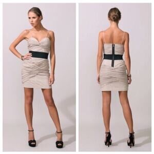 Foley + Corrina Strappy Rouched Tan Party Dress Sz Small NWT Coquette